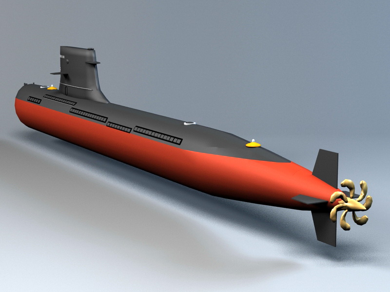 Navy Submarine 3d rendering