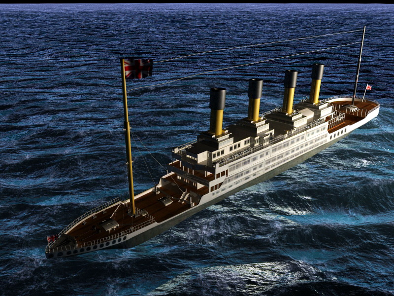 Titanic On Sea 3d rendering