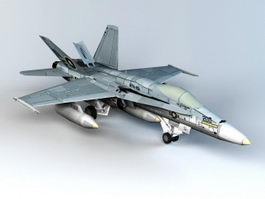 Low Poly F-18 Fighter 3d model preview
