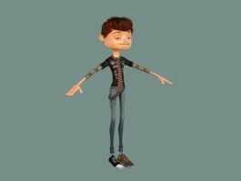 Emo Cartoon Teenage Boy 3d model preview