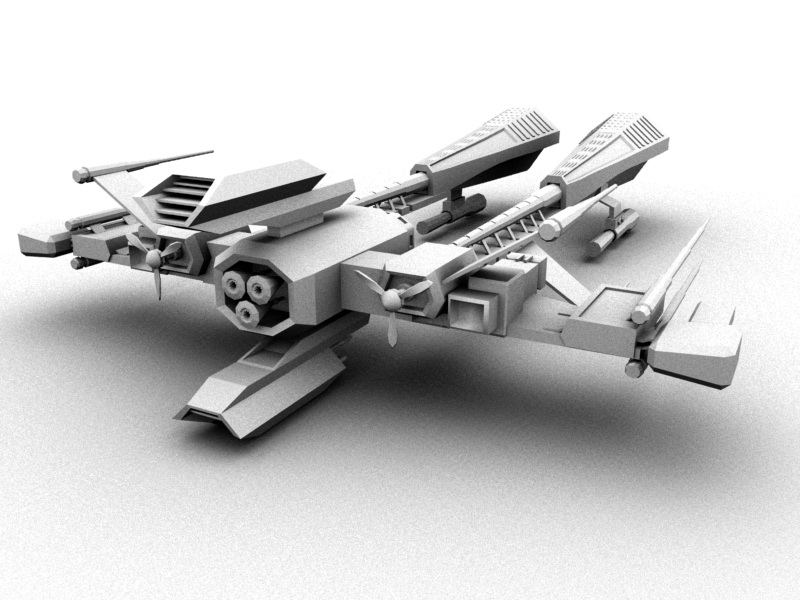Sci-Fi Space Fighter 3d rendering