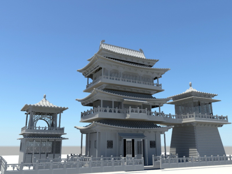 Ancient Chinese Palace 3d rendering