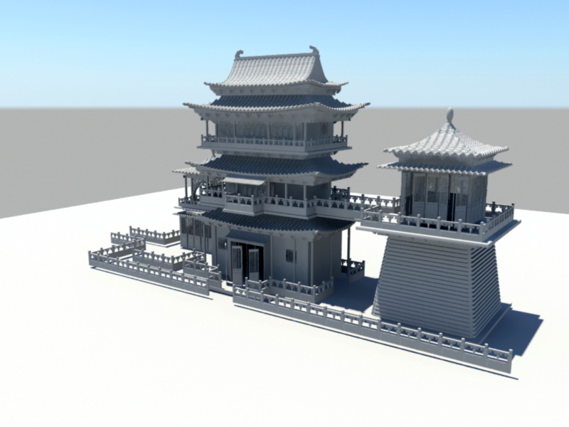 Ancient Chinese Palace 3d rendering