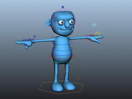Blue Cartoon Person Rig 3d preview