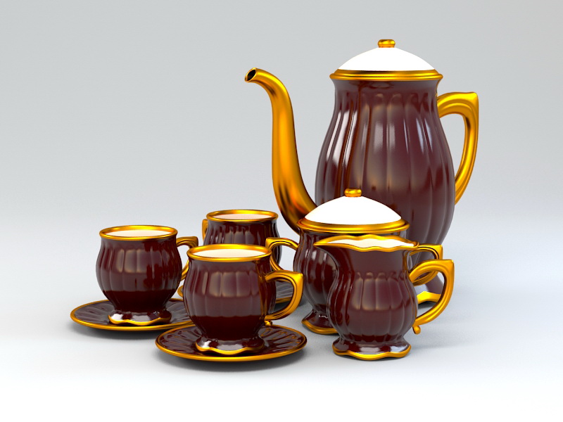 Porcelain Coffee Set 3d rendering