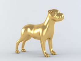 Gold Dog Figurine 3d model preview