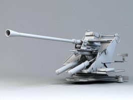 WW2 Germany Anti-aircraft Cannon 3d model preview