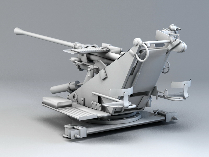 WW2 Germany Anti-aircraft Cannon 3d rendering