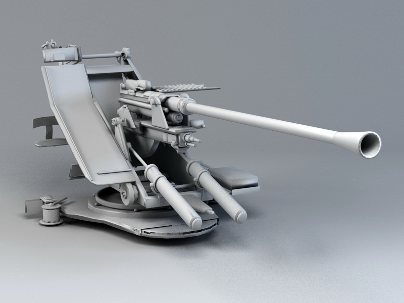 WW2 Germany Anti-aircraft Cannon 3d rendering