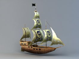 Old Pirate Ship 3d model preview