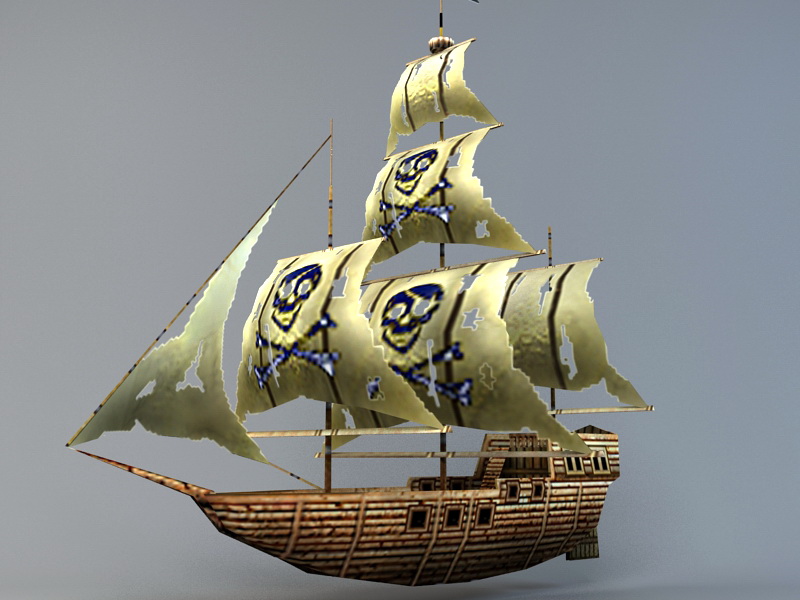 Old Pirate Ship 3d rendering