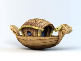 Cartoon Wooden Boat 3d model preview