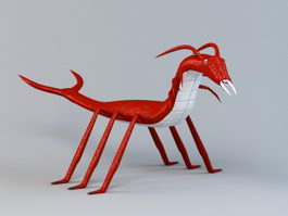 Red Centipede Cartoon 3d model preview