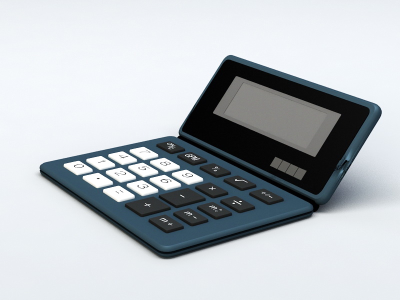 Basic Electronic Calculator 3d rendering