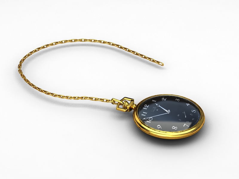 Gold Pocket Watch 3d rendering