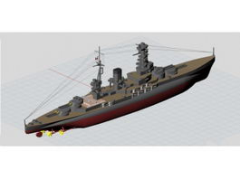Imperial Japanese Navy Nagato Battleship 3d model preview