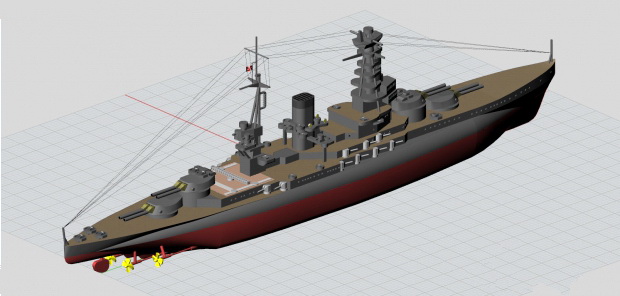 Imperial Japanese Navy Nagato Battleship 3d rendering