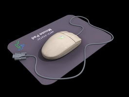 Mouse and Mouse Pad 3d model preview