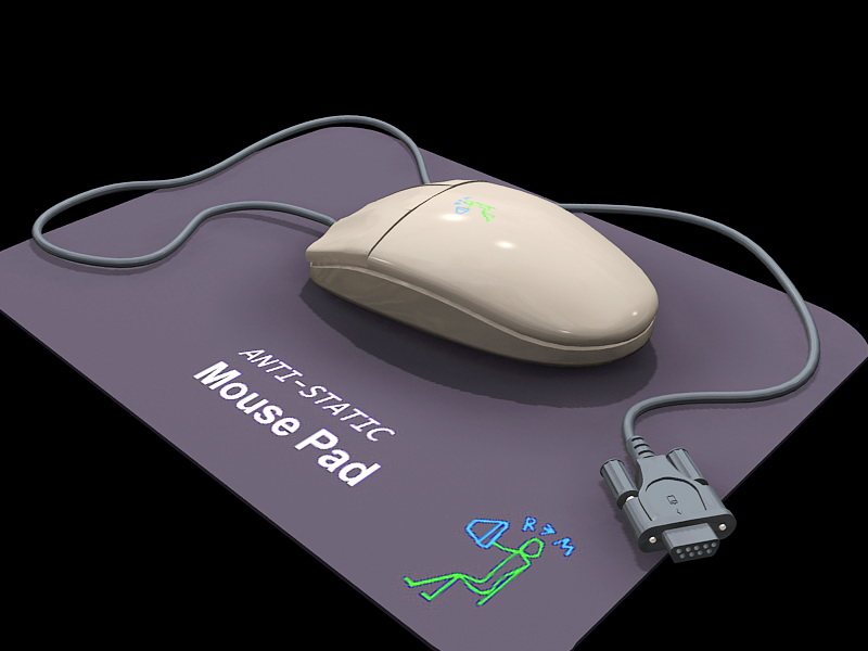 Mouse and Mouse Pad 3d rendering