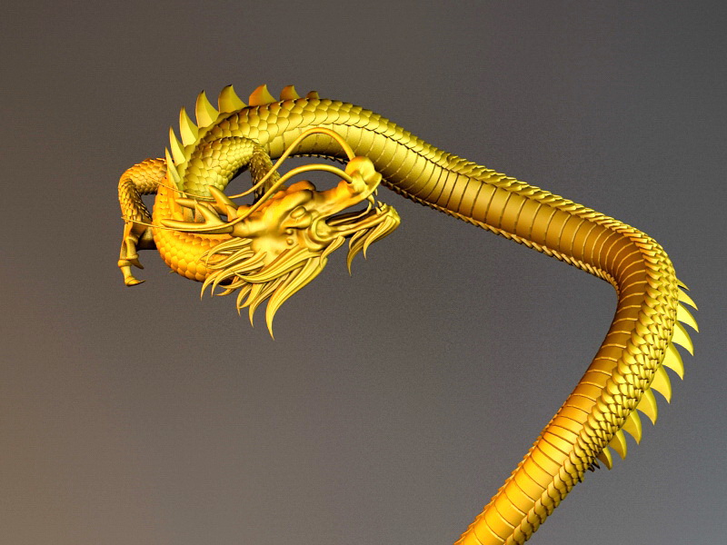 Gold Chinese Dragon 3d model 3ds Max files free download