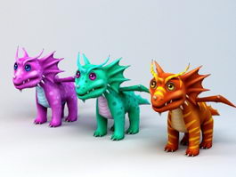 Cute Anime Dragons 3d model preview