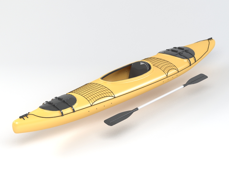 Yellow Kayak 3d rendering