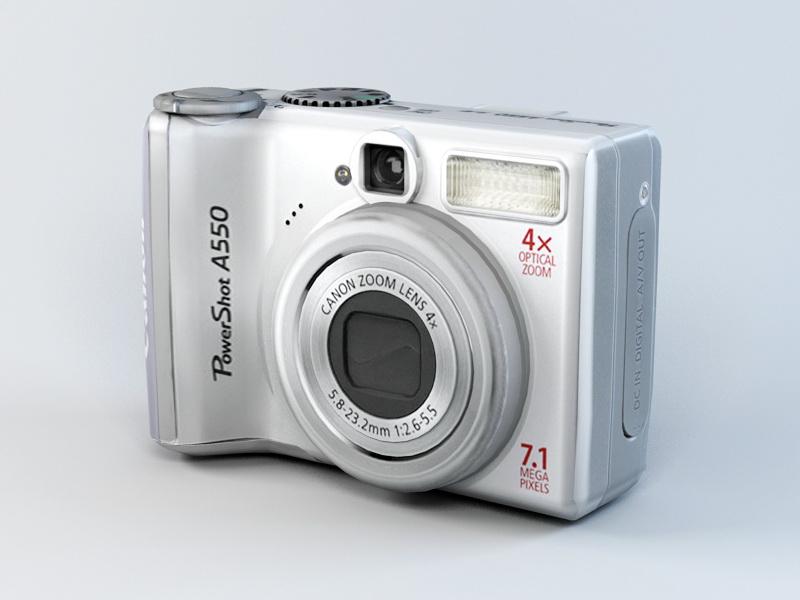 Canon PowerShot A550 Digital Camera 3d rendering