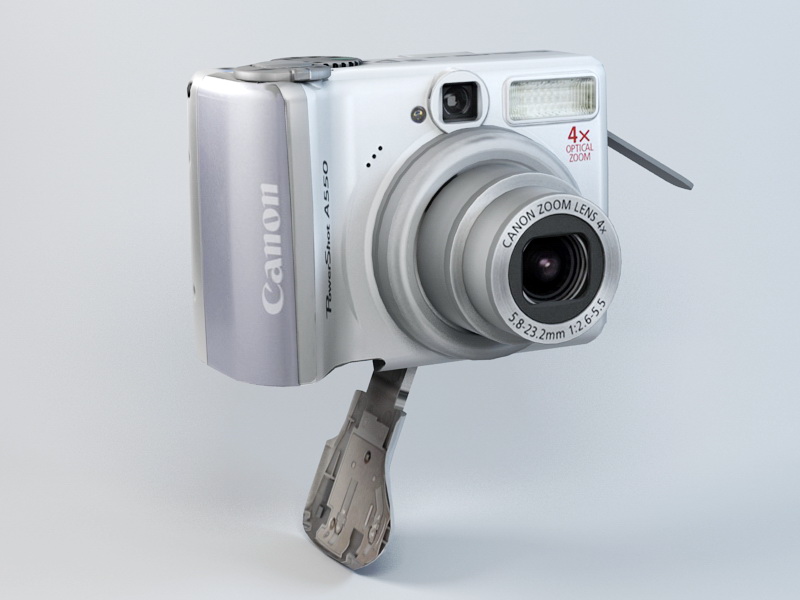 Canon PowerShot A550 Digital Camera 3d rendering
