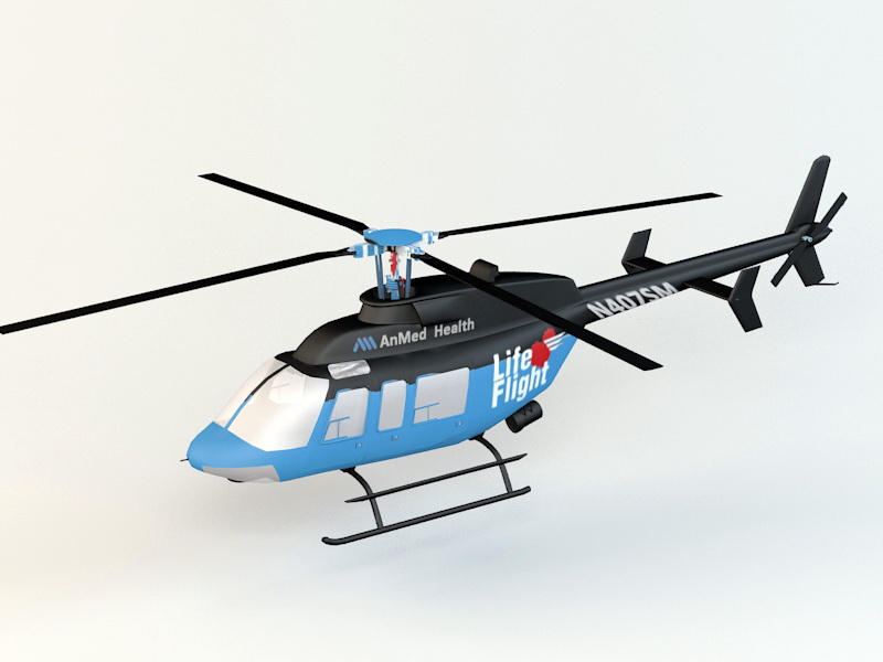 Bell 407 Helicopter 3d rendering