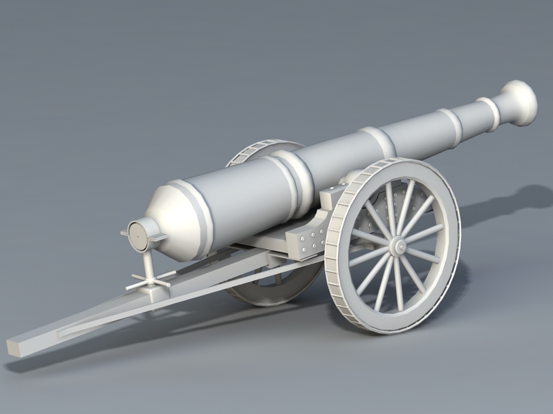 Old Artillery Cannon 3d rendering