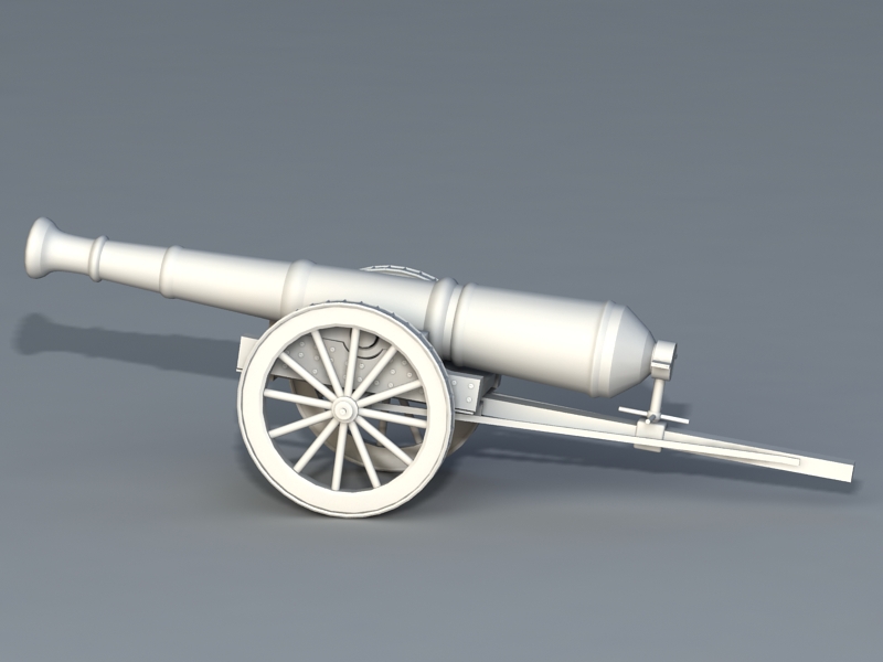 Old Artillery Cannon 3d rendering