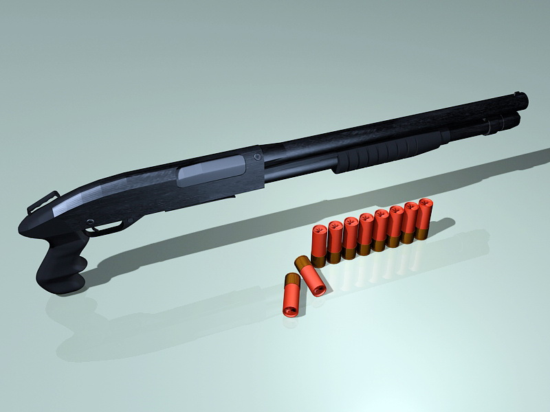 Shotgun & Shells 3d rendering