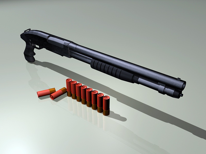 Shotgun & Shells 3d rendering
