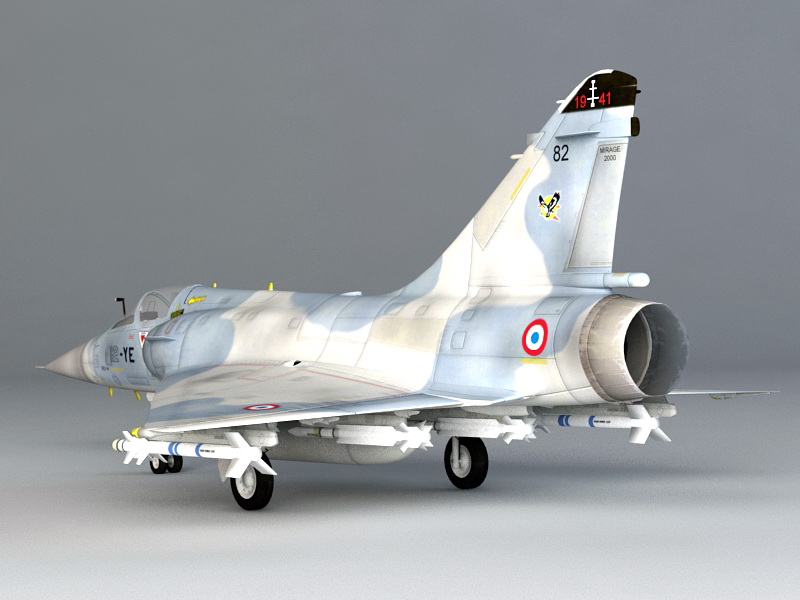 French Mirage 2000 Fighter 3d rendering