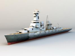 WWII Warship 3d model preview