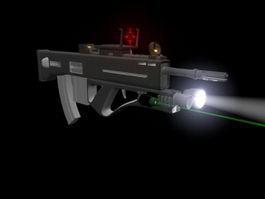 Assault Rifle with Attachments 3d model preview