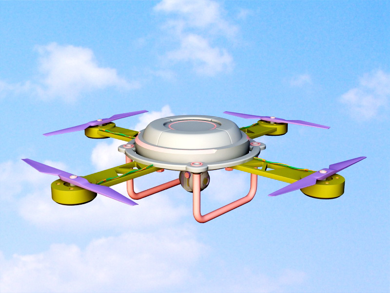 Drone Quadcopter 3d rendering