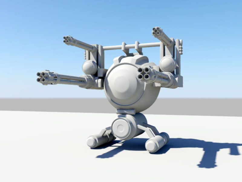 Futuristic Gun Turret 3d rendering
