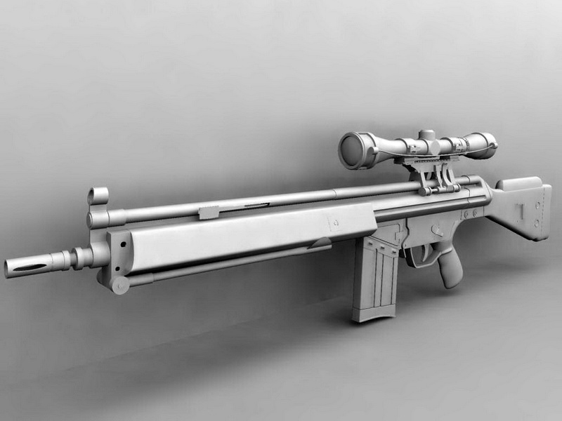 G3 Assault Rifle with Scope 3d rendering