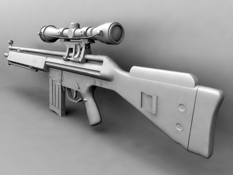 G3 Assault Rifle with Scope 3d rendering