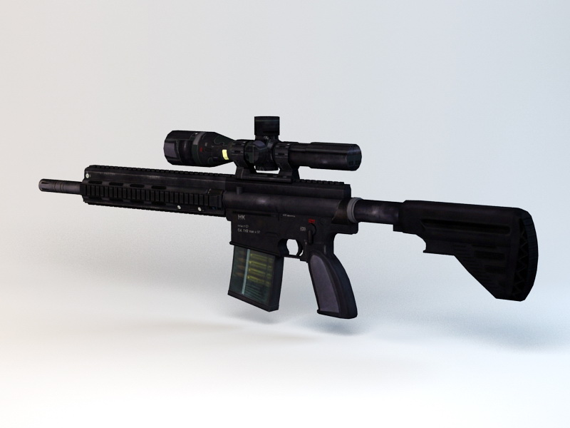 HK417 Battle Rifle 3d rendering