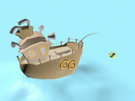 Fishing Boat Cartoon 3d preview