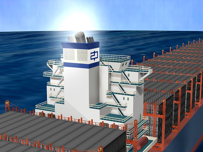 Ocean Freight Container 3d rendering