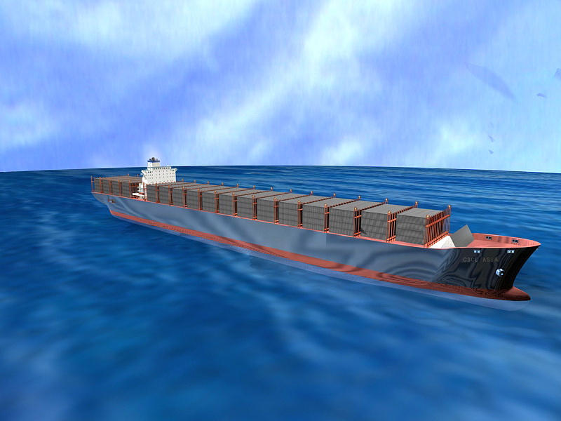 Ocean Freight Container 3d rendering