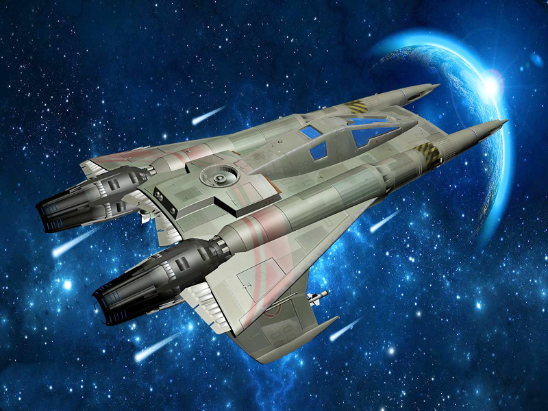 Sci-Fi Space Fighter Ship 3d rendering