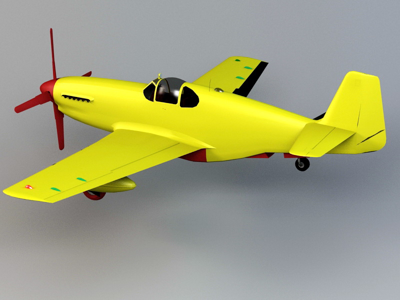 Yellow Cartoon Plane 3d rendering