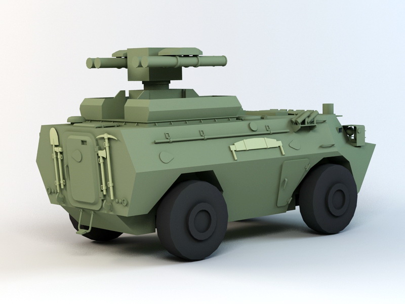 Anti-Tank Missile Launcher vehicle 3d rendering