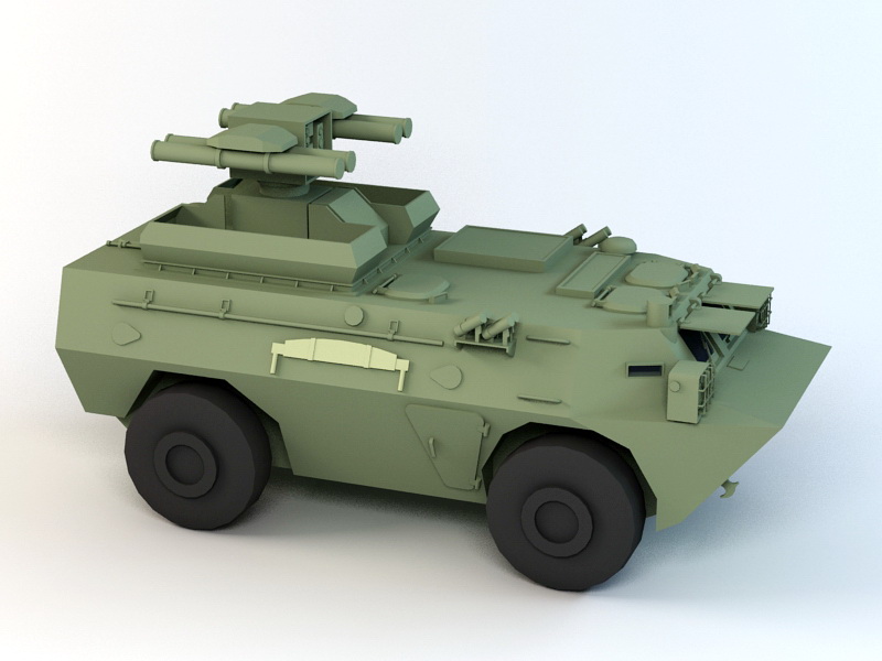 Anti-Tank Missile Launcher vehicle 3d rendering