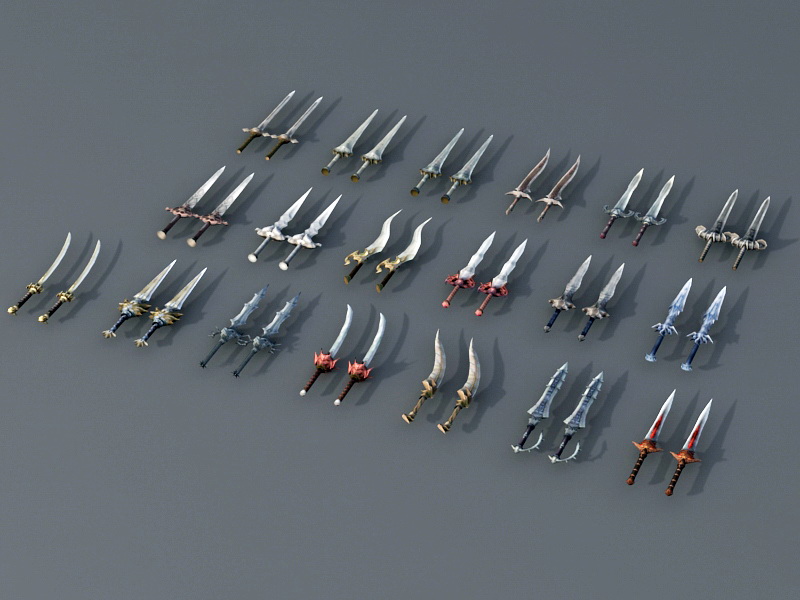 Low Poly Swords Collection 3d rendering