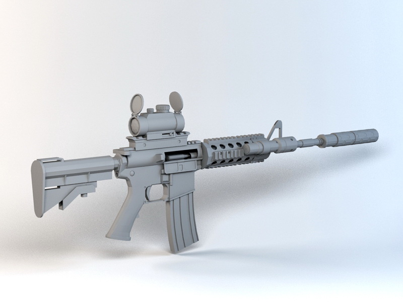 M4A1 Carbine Assault Rifle 3d model preview. 